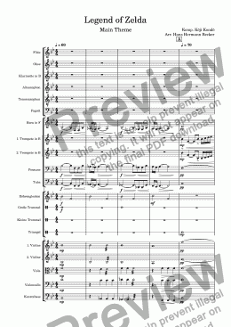 page one of Legend of Zelda, Main Theme, Orchestra