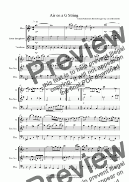 page one of Air on a G String for Flute, Tenor Saxophone and Trombone Trio