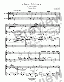 page one of Alborada del Gracioso for Two Flutes