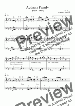 page one of Addams Family (Main Theme) - Vic Mizzy