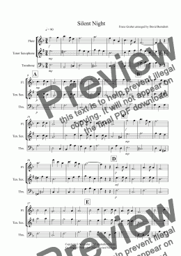 page one of Silent Night for Flute, Tenor Saxophone and Trombone Trio