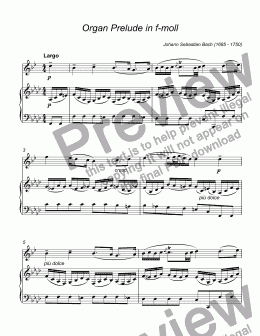 page one of Bach, Johann Sebastian -  Organ Prelude in f-moll, BWV 639 for trumpet Bb & piano