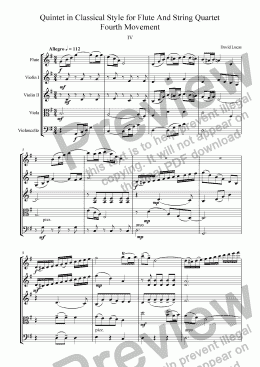 page one of Quintet in Classical Style for Flute and String Quartet 4th Movement