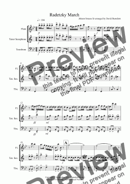 page one of Radetzky March for Flute, Tenor Saxophone and Trombone Trio