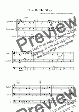 page one of Thine Be The Glory for Euphonium and Cello Duet