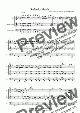 page one of Radetzky March for Flute, Clarinet and Cello Trio