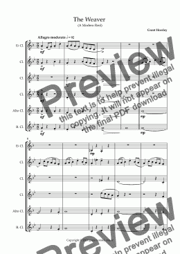 page one of The Weaver. A Modern Reel for Clarinet Choir