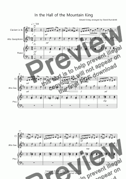 page one of In the Hall of the Mountain King for Clarinet and Alto Saxophone Duet