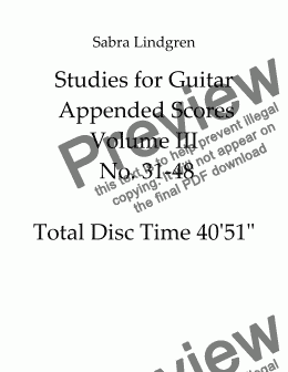 page one of Studies for Guitar  Appended Scores Volume III No. 31-48