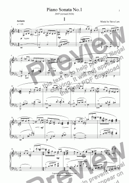 page one of Steve Law Piano Sonata 1 2007 rev.2024