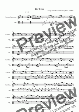 page one of Für Elise for Soprano Saxophone and Viola Duet