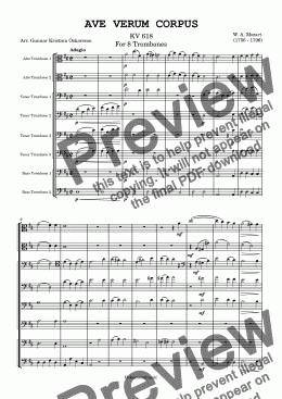 page one of Ave Verum Corpus - Trombone Octet