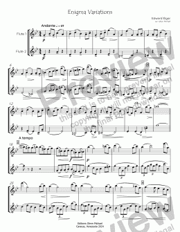 page one of  Enigma Variations  for Two Flutes