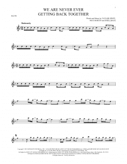 page one of We Are Never Ever Getting Back Together (Flute Solo)