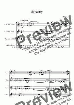 page one of Synastry - Clarinet Quartet