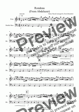 page one of Rondeau (From Abdelazer) Flute and Double Bass Duet