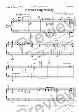 page one of Neverending Melody (VPN/Score & Parts)