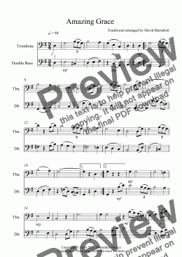 page one of Amazing Grace for Trombone and Double Bass Duet