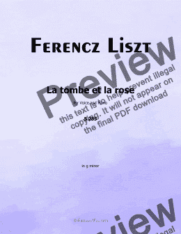 page one of Liszt-La tombe et la rose,in g minor