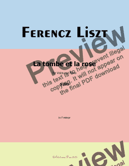 page one of Liszt-La tombe et la rose,in f minor