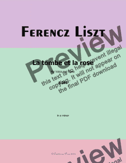 page one of Liszt-La tombe et la rose,in e minor