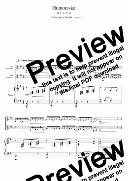 page one of "Humoresque" op.101-7, piano trio / Trumpet duet