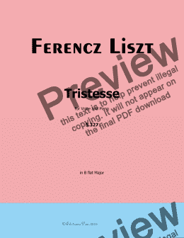 page one of Liszt-Tristesse,n B flat Major