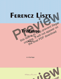 page one of Liszt-Tristesse,in A flat Major