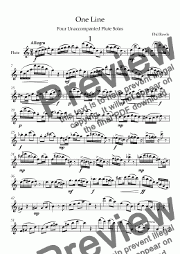 page one of One Line  - Unaccompanied Flute Solos