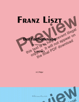 page one of Liszt-Der fischerknabe,in E Major