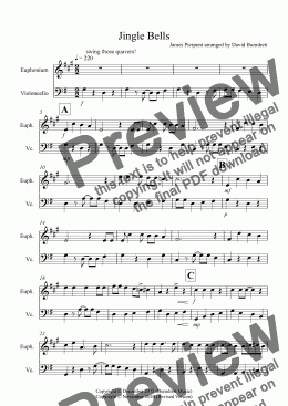 page one of Jingle Bells (Jazzy Style!) for Euphonium and Cello Duet