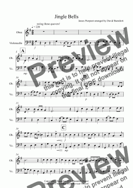 page one of Jingle Bells (Jazzy Style!) for Oboe and Cello Duet