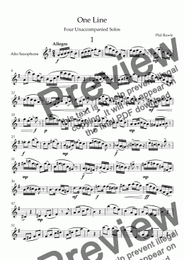 page one of One Line - Unaccompanied Saxophone Solos