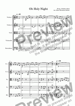 page one of Oh Holy Night, Streichquintett