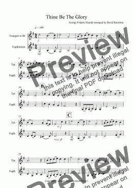 page one of Thine Be The Glory for Trumpet and Euphonium Duet