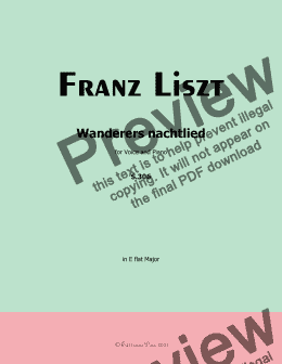 page one of Liszt-Wanderers nachtlied,in E flat Major