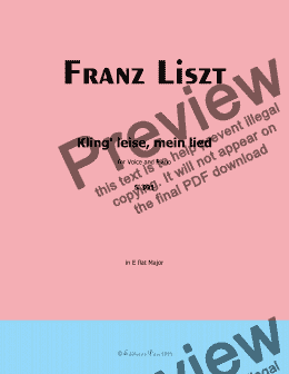 page one of Liszt-Kling leise,mein lied,in E flat Major