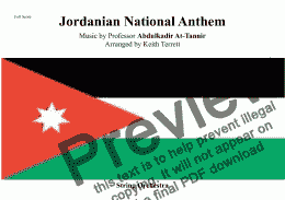 page one of Jordanian National Anthem (The Royal Anthem of Jordan) for String Orchestra