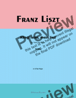 page one of Liszt-Kling leise,mein lied,in B flat Major