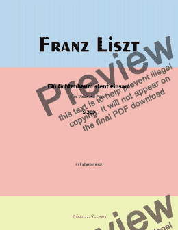 page one of Liszt-Ein fichtenbaum stent einsam,in f sharp minor