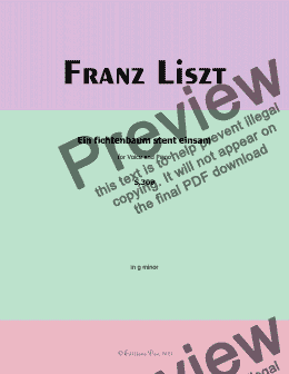 page one of Liszt-Ein fichtenbaum stent einsam,in g minor