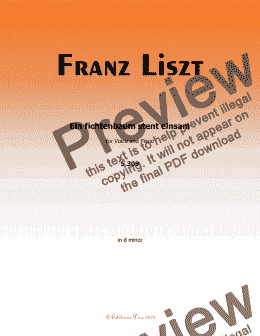 page one of Liszt-Ein fichtenbaum stent einsam,in d minor