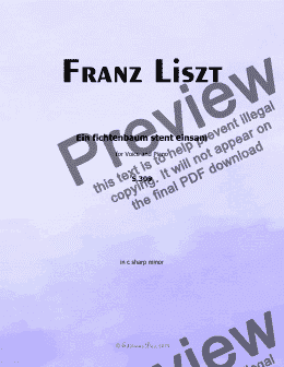 page one of Liszt-Ein fichtenbaum stent einsam,in c sharp minor