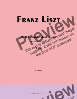 page one of Liszt-Ein fichtenbaum stent einsam,in b minor