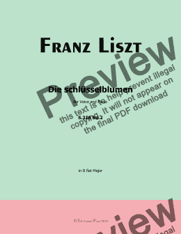 page one of Liszt-Die schlusselblumen,in B flat Major