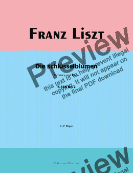 page one of Liszt-Die schlusselblumen,in C Major