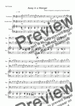 page one of Away in a Manger for Trombone and Double Bass Duet