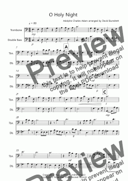 page one of O Holy Night for Trombone and Double Bass Duet