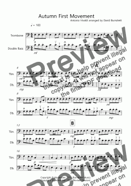 page one of Autumn (First Movement) for Trombone and Double Bass Duet