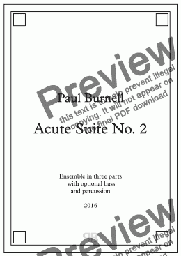 page one of Acute Suite No. 2, For ensemble in three parts with optional bass and percussion - Score and Parts